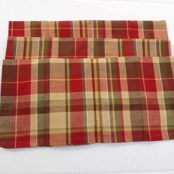 Cloth Fall Thanksgiving Holiday Napkins Plaid 3 Park Designs - Picture 3 of 6
